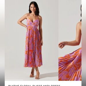 BLYTHE FLORAL PLISSE MIDI DRESS